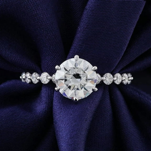 solitaire jewels 2CT Round Moissanite Hidden Halo Engagement Ring For Women, 14K Yellow Gold