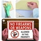 thumbnail image 4 of Paquete de 5 letreros de vinilo autoadhesivos de advertencia de seguridad de 7 x 10 pulgadas con la leyenda "No se permiten armas de fuego en esta propiedad"., 4 of 7