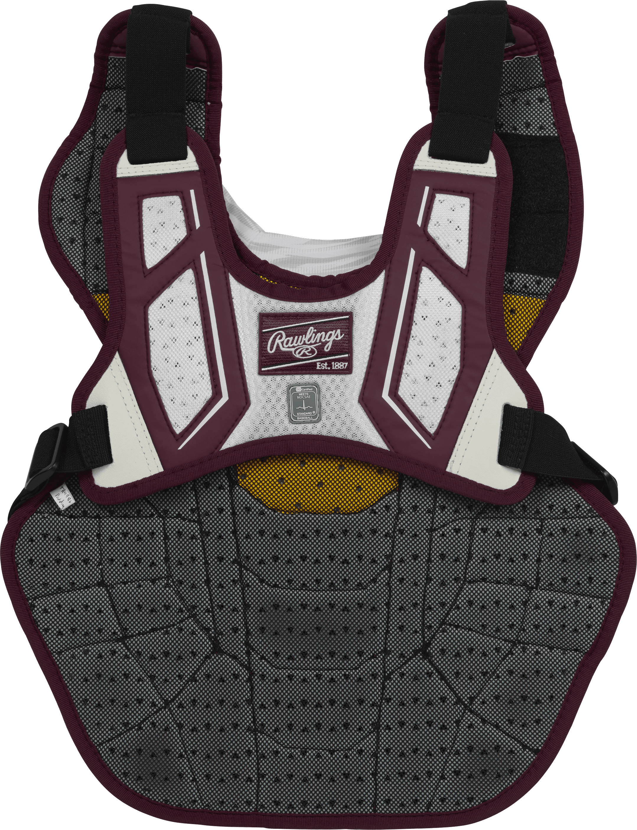 Rawlings Velo Baseball Adult Chest Protector | Maroon/White | Adult