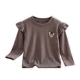 thumbnail image 4 of mgoYE Toddler Baby Girl Ruffle Long Sleeve T-Shirt Cotton Top Tee for Spring/Fall(Grey,4-5 Years), 4 of 5