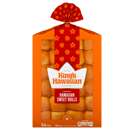 King's Hawaiian Original Hawaiian Sweet Dinner Rolls 24 Count, 24 oz, Shelf-Stable