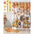 thumbnail image 5 of Fall Dog Pumpkin Shower Curtains for Bathroom, Maple Leaf Floral Waterproof Fabric Shower Curtain for Bathroom Bathtub Decoration, Machine Washable, 54x"78", 5 of 9