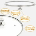 thumbnail image 4 of 12" Tempered Glass Lid for Frying Pan Pot, Clatine Replacement Cover with Aluminium Knob Stainless Steel Rim for 12 inch Cookware, Skillets, Cast Iron, Cast Alluminium Pans, 30CM, 4 of 7
