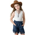 thumbnail image 2 of LIJCC Kids Girls Faux Suede Fringe Shorts Tassel Retro Solid Color Rodeo Performance Costume Shorts with Pockets, 2 of 4