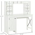 thumbnail image 3 of White Farmhouse Study Desk with Storage | Suitable for Multiple Rooms | Reinforced with X-type Steel Bars | Maximizes Storage Space, 3 of 5
