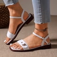 thumbnail image 2 of White Womens Flat Sandals Square Open Toe Single Adjustable Buckle Soft Lightweight Structure For Daily Outdoor Leisure And Long Time Comfort Wearing, 2 of 9