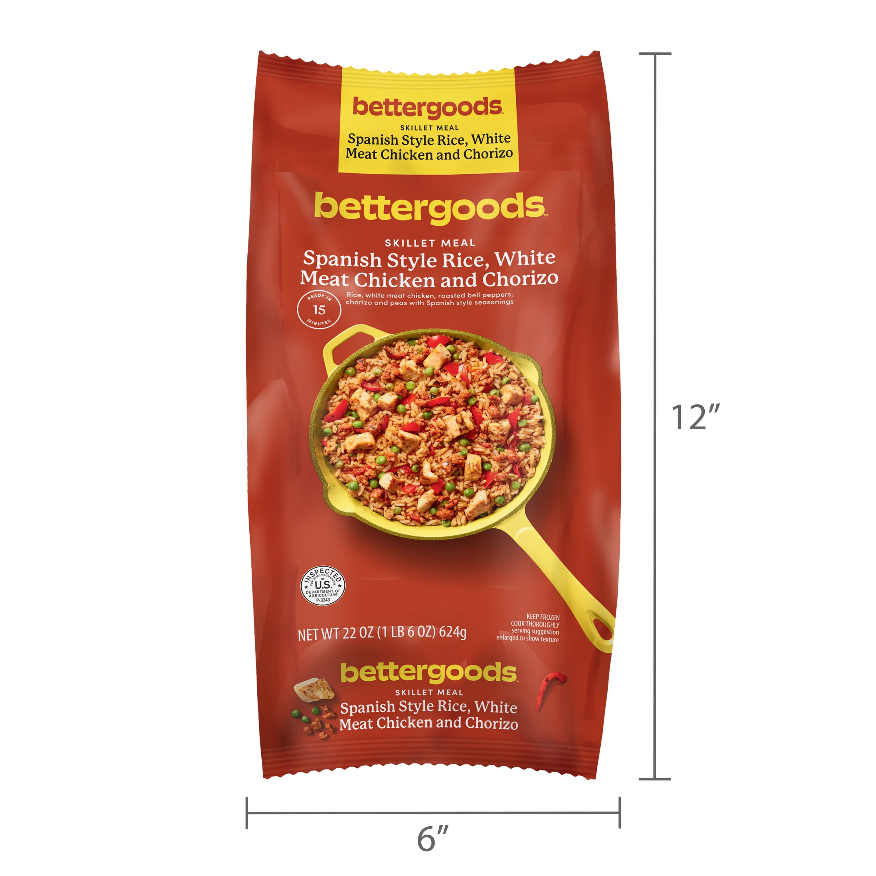 bettergoods Spanish Style Rice, White Meat Chicken and Chorizo Skillet Meal, 22 oz (Frozen)