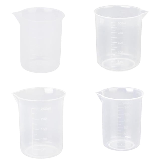 de vasos medidores, 4 piezas, plástico (sin BPA), con , 0.1 / 0.15 / 0.25 / 0.5