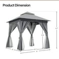thumbnail image 3 of LAUSAINT HOME 8'x8' Outdoor Patio Gazebo, Double Roof Metal Frame with Mosquito Nettings, Privacy Screens and Anchoring Kit, Gray, 3 of 8