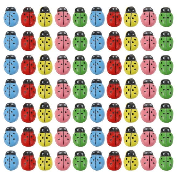 100pcs Mini Ladybugs Adhesive Ladybugs Wooden Ladybugs Shaped Stickers