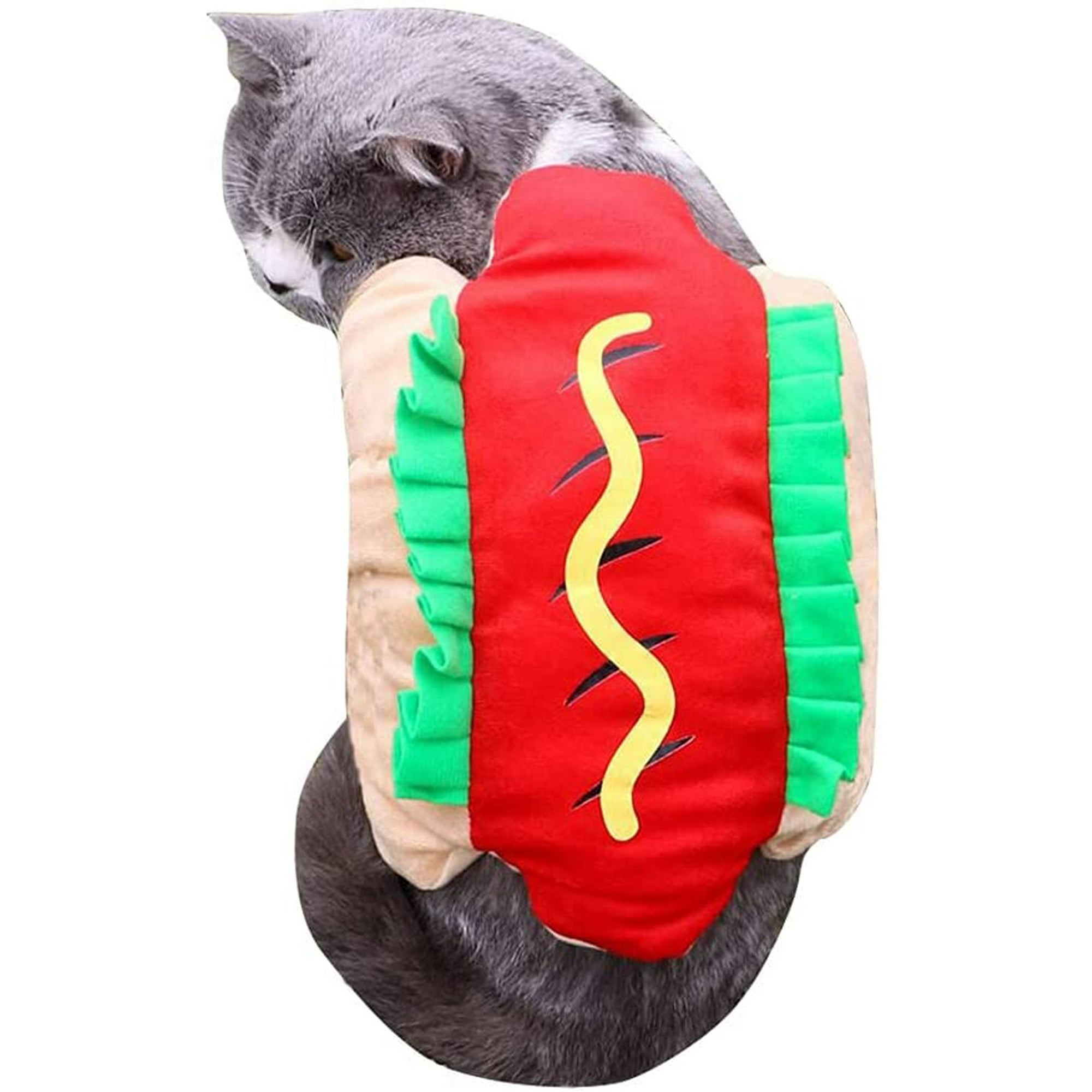 FFIY Cute Dog Cat Hotdog Costume Pet Halloween Christmas Cosplay Dress Funny Hot Dog Hamburger Costume for Dogs M Size 18.8 Chest Girth Walmart