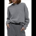 thumbnail image 2 of Suéter de Punto de Color Liso, Holgado, Cálido y para Mujer, para Otoño e Invierno Gris S, 2 of 10