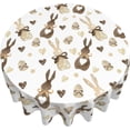 thumbnail image 3 of Easter Day Tablecloth 60 Inch Round, Brown Bunny Table Cloth, Eggs Love Heart Tablecloths Polyester Fabric Farmhouse Decorative for Spring Home Kitchen Dining Party, 3 of 6