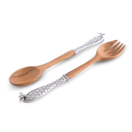 Vagabond House Pewter Little Bees Salad Server Set 13 inch Long