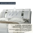thumbnail image 3 of Allewie Full Size Deluxe Upholstered Modern Platform Bed with Iron Pieces Decor and Adjustable Headboard, White, 3 of 7