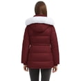 thumbnail image 4 of Wantdo Women's Recycled Puffer Jacket Thickened Waterproof Parka Coat Warm Hooded Outdoor Jacket Wine Red M, 4 of 9