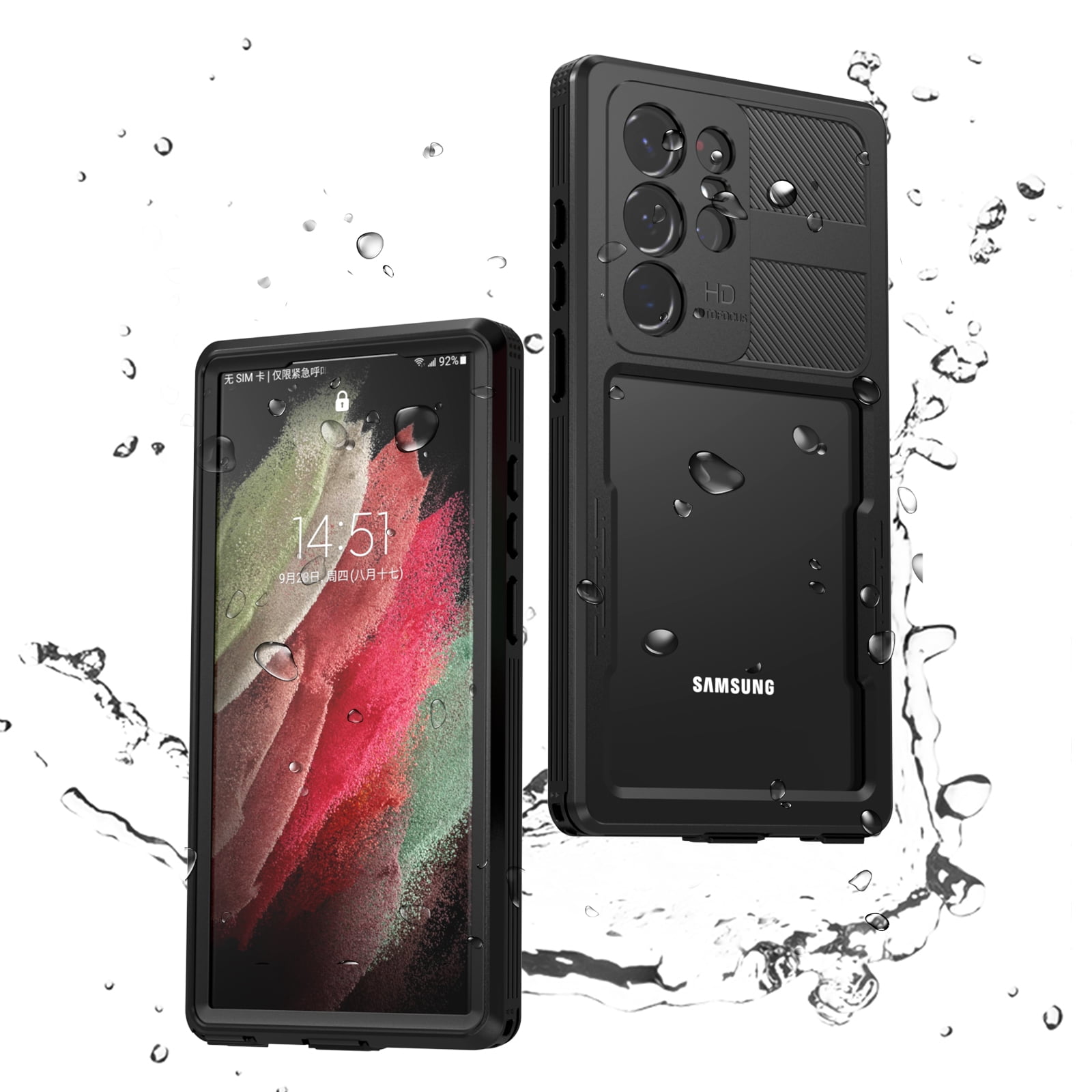 Waterproof Rugged Case designed for Samsung Galaxy S23 Ultra 6.8",Built-in 6H Screen Protector Full-Body Protection Shockproof Dustproof Waterproof Anti-Scratch Wireless Charging Case,Black