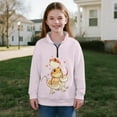 thumbnail image 5 of COEQINE Girls Quarter Zip Sweatshirt Pullover, Loose Fit Long Sleeve Fall Tops with Collar, Soft Polyester Fashion Top for Ages 5-6 Machine Washable, Lizard Pink, 5 of 7
