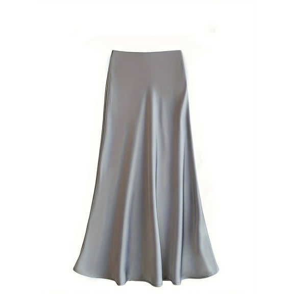 Women's High-Waisted Satin Midi Skirt - Stylish, Bodycon & A-Line (Silk Material)