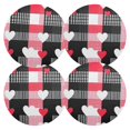 thumbnail image 2 of Ryvnso Heart on Checkered Grid Pattern Round Plate Mats Dining Table Placemat 1 Piece for Holiday Decoration, 2 of 7
