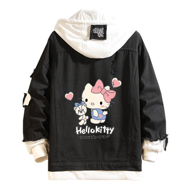 Women and men Cowboy Jacket Hello Kitty Hoodie Spring and Autumn KT Cat Sweet Top FJH