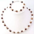 thumbnail image 6 of K-KED Natural 7-8mm White Freshwater Pearl Tiger's eye Necklace Bracelet Jewel Set, 6 of 7