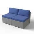 thumbnail image 5 of EAGLE PEAK 2 Piece Outdoor Armless Wicker Sofa Set with Removable Cushions, Dark Blue, 5 of 8