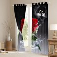 thumbnail image 3 of Homewish Valentine'S Day Rose Blackout Curtains Set of 2 (52x84 Each),Romance Flower Floral Window Curtains,Red Gray Curtains and Drapes For Men Women,Luxury Bedroom Decor, 3 of 6