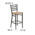thumbnail image 5 of Emma + Oliver Clear Coated Metal Ladder Back Barstool, Natural Wood Seat, 5 of 11
