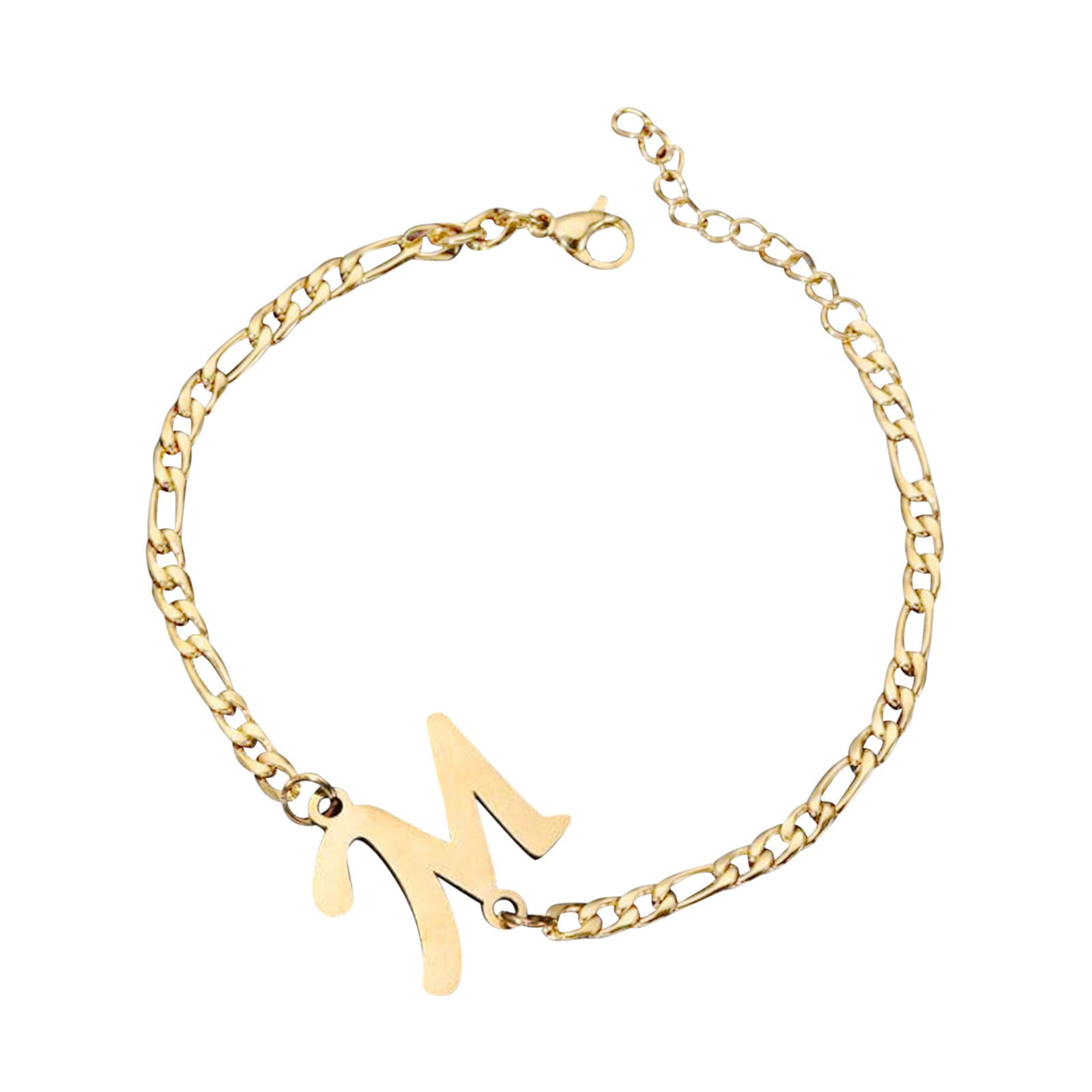 Yuehao Accessories Bracelets Personalized Initial Bracelet Gold Plated Titanium Steel Letter Bracelet Dainty Titanium Steel Bracelet Delicate Disc