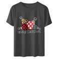 thumbnail image 4 of Camisas de Cuadros Navideños Para Mujer, Cuello Redondo, Estampado, Manga Corta, Tops Odeerbi ODB208011, 4 of 9