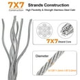 thumbnail image 3 of 16ft Wire Rope 304 Stainless Steel Cable 5/128inch Wire Rope with M2 Duplex Clip Perfect for Outdoor Hanging, Clothes Line Wires, Garden Fence, 3 of 6