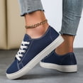 thumbnail image 6 of Pandaie Women's Fashion Sneakers Low Top Walking Running Tennis Shoes Lace up Non Slip Canvas Flats for Work Casual Daily Footwear Blue,6, 6 of 8