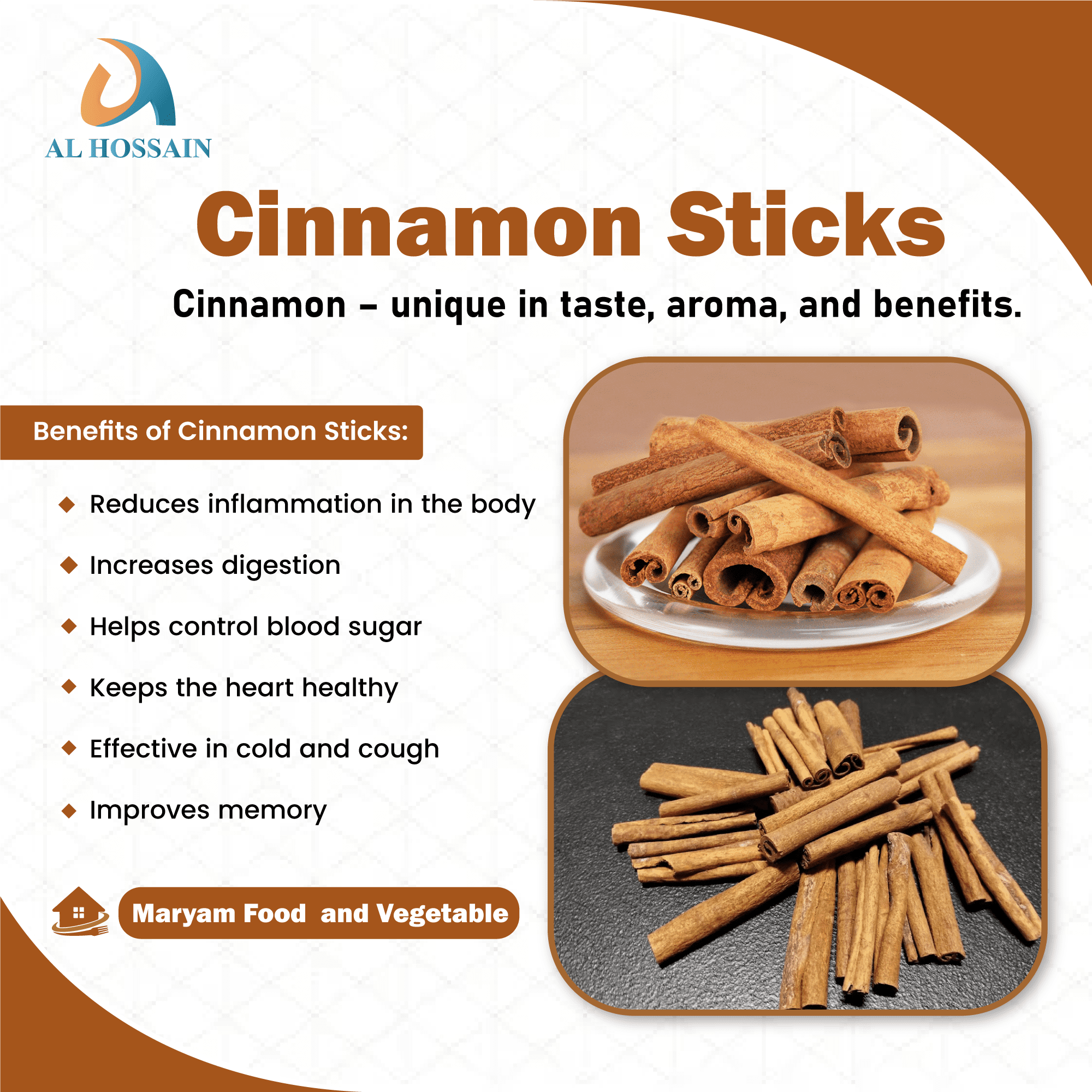 "Al Hossain Natural Guatemalan Cinnamon Sticks – Bulk 11 LB (5 kg / 176 oz) | Premium Whole Ceylon Cinnamon – Aromatic, Sweet, and Flavorful | Perfect for Cooking, Baking, and Herbal Tea |Gluten free