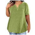 thumbnail image 2 of Pincandy Plus Size for Women Sexy-Neck Blouse Solid Casual Loose Summer Short Sleeve Blouse,Green,XL, 2 of 7