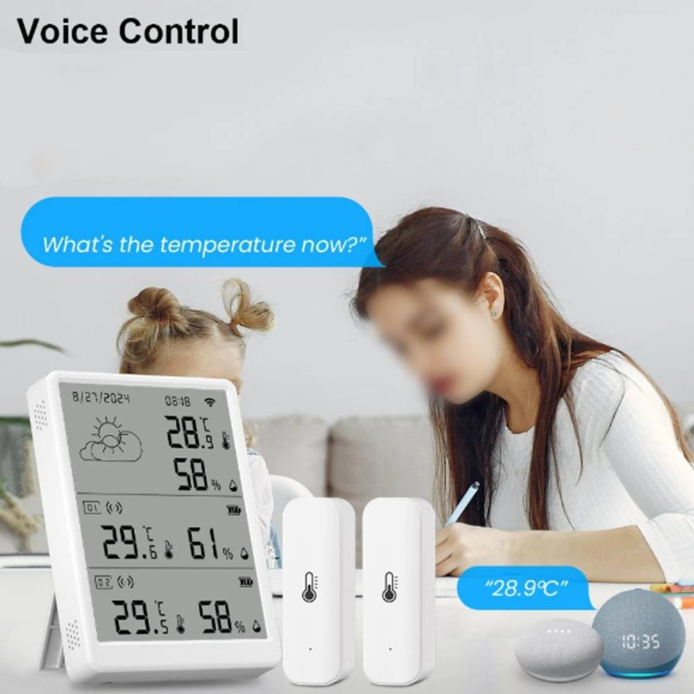For Tuya WiFi RF433 Temperature Humidity Sensor LCD Screen Station 100 m Range