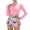 39Pink81, variant on WERYOUNG Girl's Swimsuit Sets Long Sleeve Solid Color Top And Floral Swim Shorts Two Piece Swimwear Swimming Surfing Stylish Versatile Bathing Suit