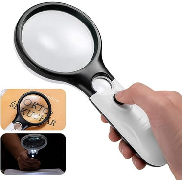 Magnifying Glass with Light, 3X 45X Handheld Large Magnifier, Lightweight LED Illuminated Magnifying Glass
