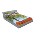 thumbnail image 2 of Ambesonne Tree Fitted Sheet & Pillow Sham Set, Spring Scenery Flowers, Full, Green Red Blue, 2 of 2