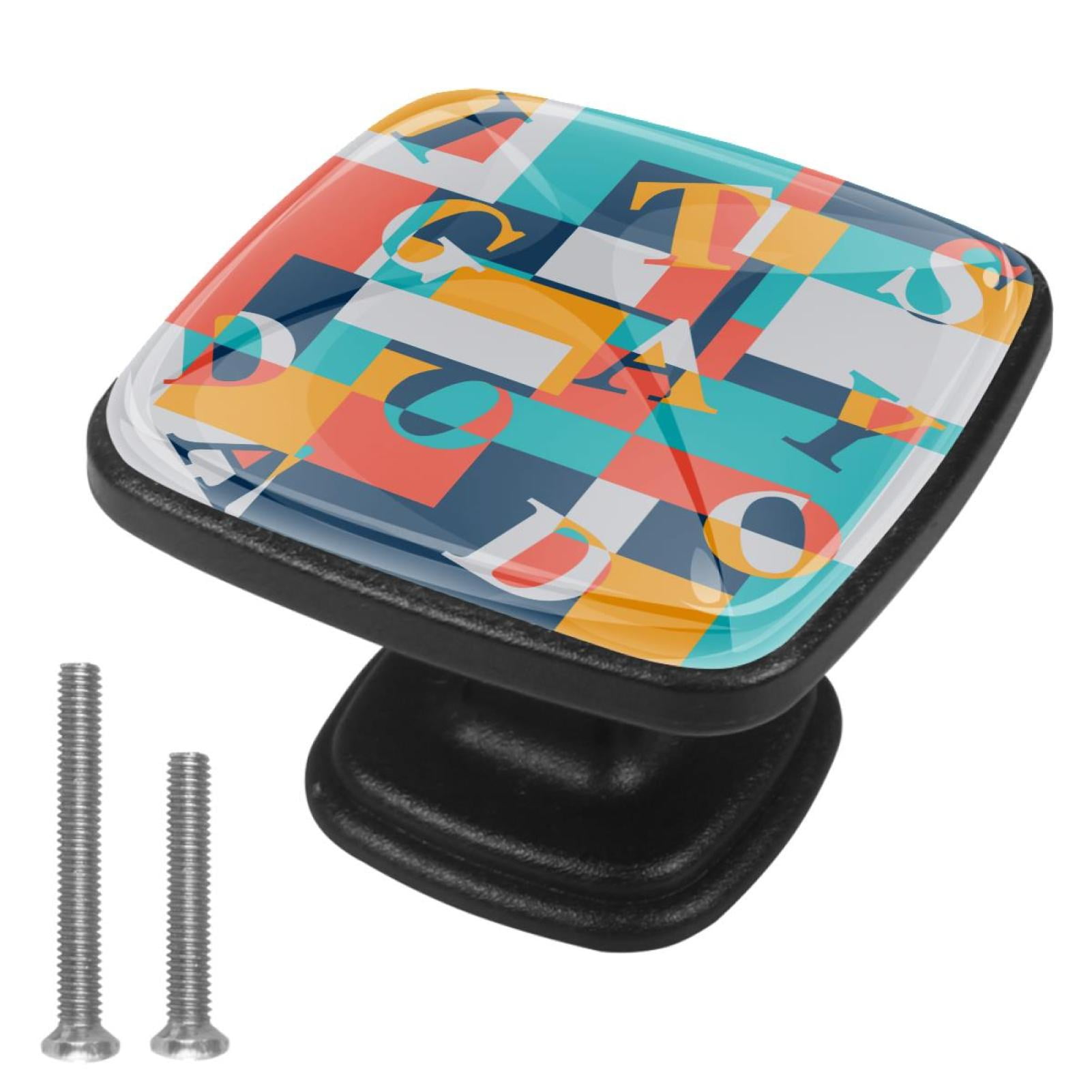 4 Pcs Cabinet Handle Drawer Pulls Abstract Knobs with Screws Square ...