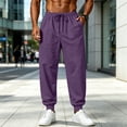 thumbnail image 2 of Nestiefly Men's Lightweight Fleece Baggy Sweatpants with Pockets Drawstring Joggers Workout Pants for Lounge,Gym,Running Purple XL, 2 of 5