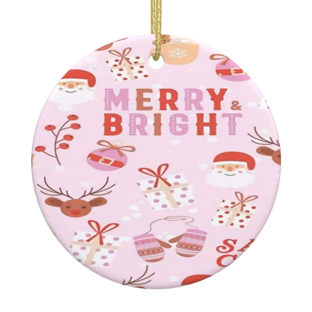 Adorno navideño colgante de Feliz Navidad para árbol de Navidad - Decoraciones colgantes de cerámica para fiestas - Ideas para regalar adornos navideños