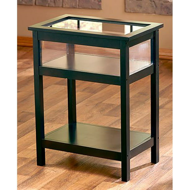 Glass Top Display Tables End Table, Display Case End Table