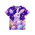 thumbnail image 4 of YOUYEDIAN 2026 Easter Girls T Shirts Funny Bunny Graphic Short Sleeve Tee Tops Festival Cute Cotton T-Shirt Outfits (Purple, 13-14 Years), 4 of 5