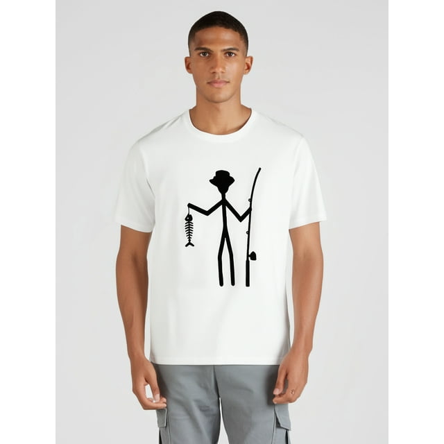 T-shirt Imprimé Pêche, Style Décontracté de Rue pour Hommes, Col Rond Extensible pour l'Été, pour Adultes, Hommes, Femmes, Adolescents, Adolescents, Fête des Pères, Fête des Mères, Nouvel An, Festivité Printanière