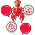 thumbnail image 2 of Anagram International Seafood and Summer Balloon Bouquet, 5 Pieces, with a Giant Red Lobster and Round Foil Balloons, 2 of 2
