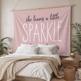 thumbnail image 3 of Pink Tapestry for Bedroom Wall Hanging Tapestry, She Leaves A Little SPARKLE Wherever She Goes Ceiling Backdrop Tapestries Poster Blanket Wall Decor for Teens Room Living Room Dorm 39" x 59", 3 of 8