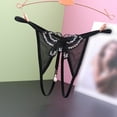 thumbnail image 2 of Panties for Women,Embroidered Hollow Low Waist Underwear Open Cut Thong with Pearl Massage Detail,Womens Underwear,Black,One Size, 2 of 3