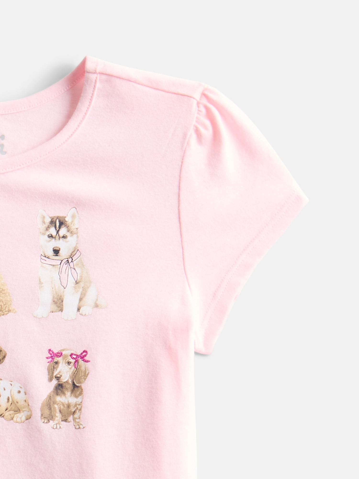 Wonder Nation Girls Graphic Tee with Short Puff Sleeves, Sizes 4-10