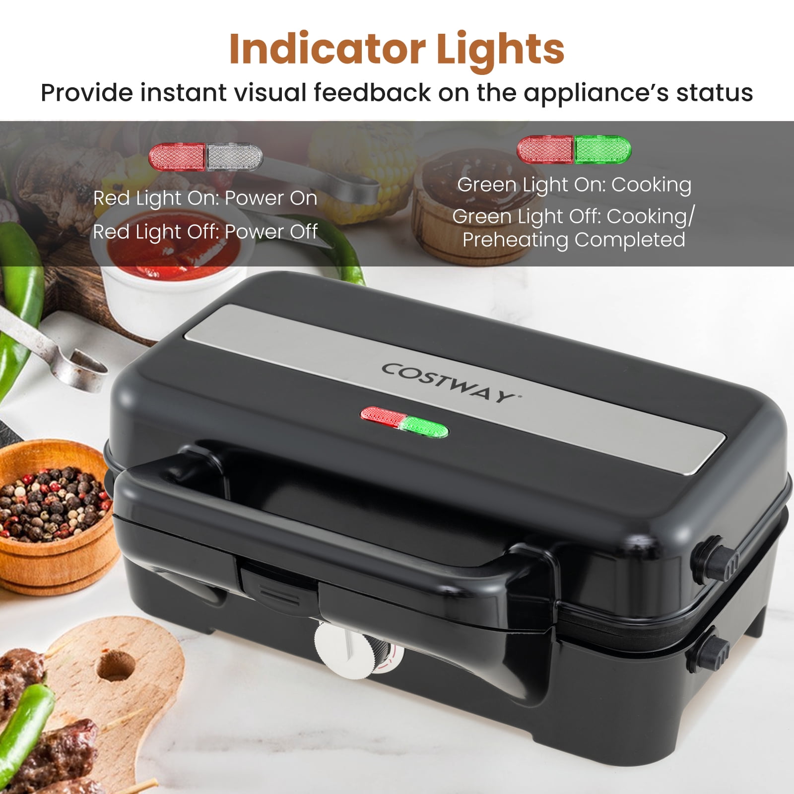 Gymax 3 in 1 Waffle Maker 1082W Electric Panini Press Grill w/ Non-stick Plates